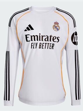 Adidas Real Madrid 25/26 Long Sleeve Home Jersey